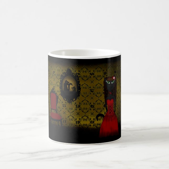 Yellow Gothic Cat Girl Mug (Center)