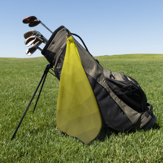 Yellow gradient geometric mesh pattern golf towel (Green)