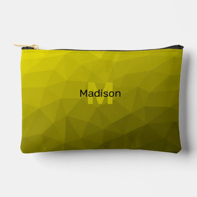 Yellow gradient geometric mesh pattern Monogram Accessory Pouch (Front)