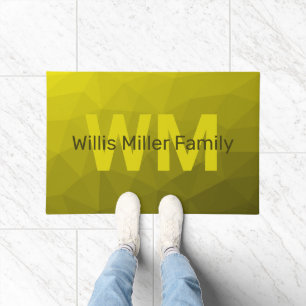 Yellow gradient geometric mesh pattern Monogram Doormat
