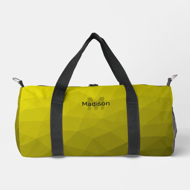 Yellow gradient geometric mesh pattern Monogram Duffle Bag (Front)