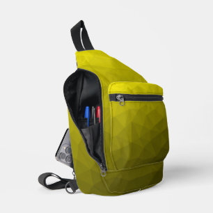 Yellow gradient geometric mesh pattern sling bag