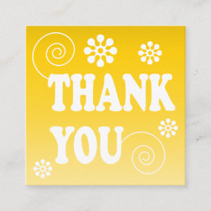 Yellow gradient retro script order thank you square business card