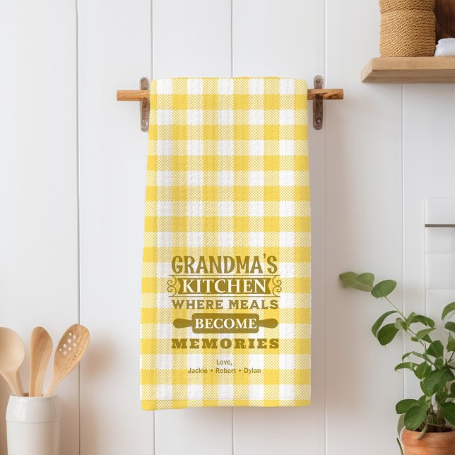 Yellow Grandma Meals Become Memories  Kitchen Towel (Creator Uploaded)
