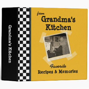 Yellow Grandmas Kitchen 2" Custom Photo Recipe (ne Binder