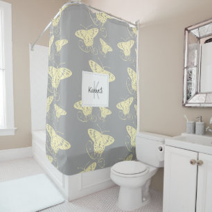 Yellow Graphic Butterflies On Grey Background