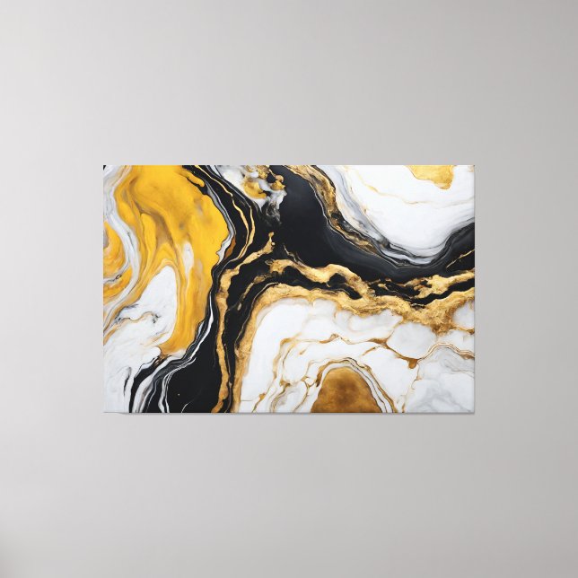 Yellow, gray and black Abstract Frame in Canvas (Front)