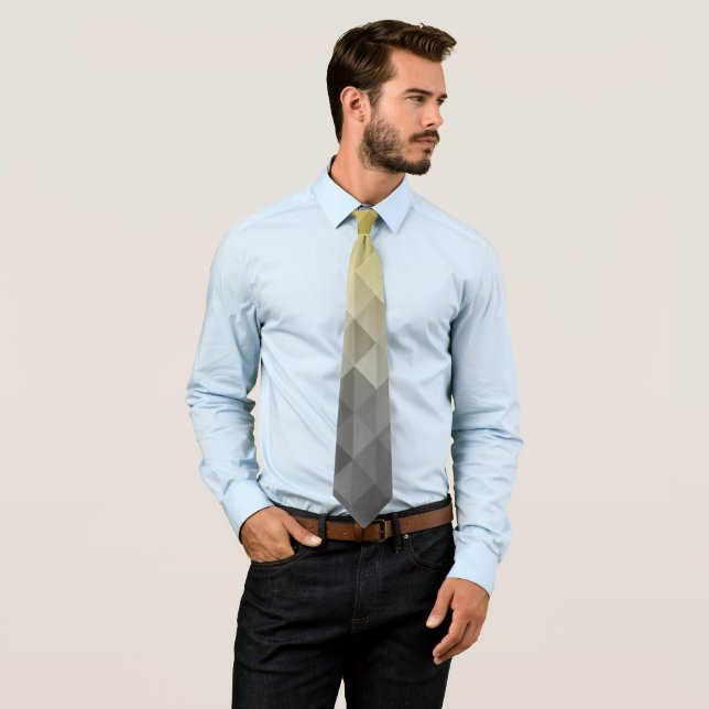 Yellow Gray Cool Ombre Geometric pattern Tie (In Situ)
