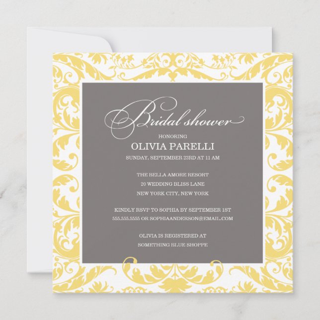 YELLOW & GRAY SHOWER | BRIDAL SHOWER INVITE (Front)