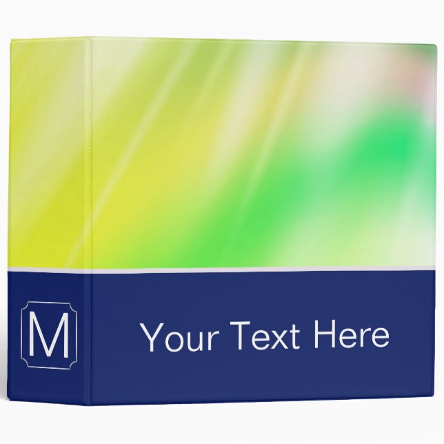 Yellow Green Abstract Background. Custom Monogram Binder (Front/Spine)