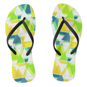 Yellow green abstract flip flops
