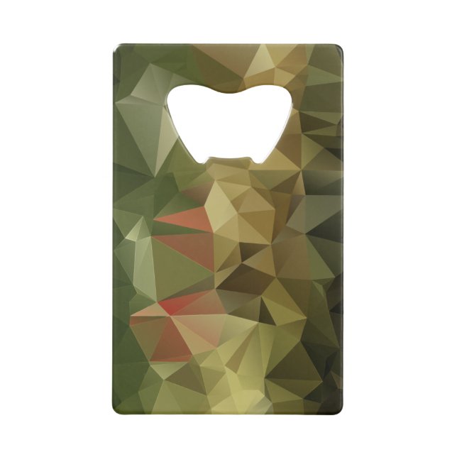 Yellow Green Abstract Geometric Pyramid Art Credit Card Bottle Opener (Front)