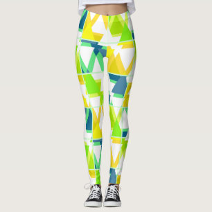 Yellow green abstract leggings