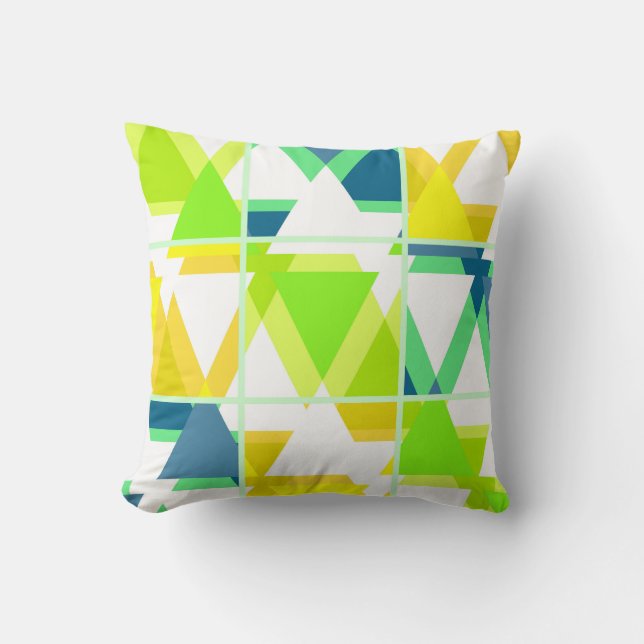 Yellow green abstract throw pillow (Front)