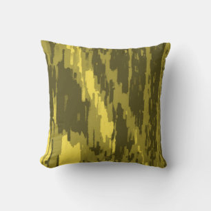 Yellow Green Abstract Wave Retro Pillow