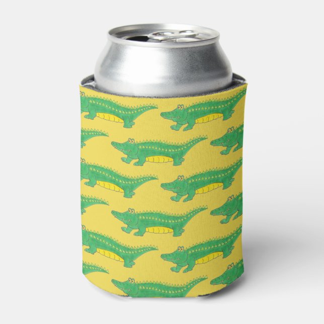 Yellow Green Alligator Crocodile Gator Croc Animal Can Cooler (Can Front)
