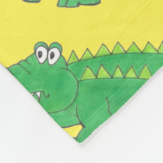 Yellow Green Alligator Crocodile Gator Croc Animal Fleece Blanket (Corner)