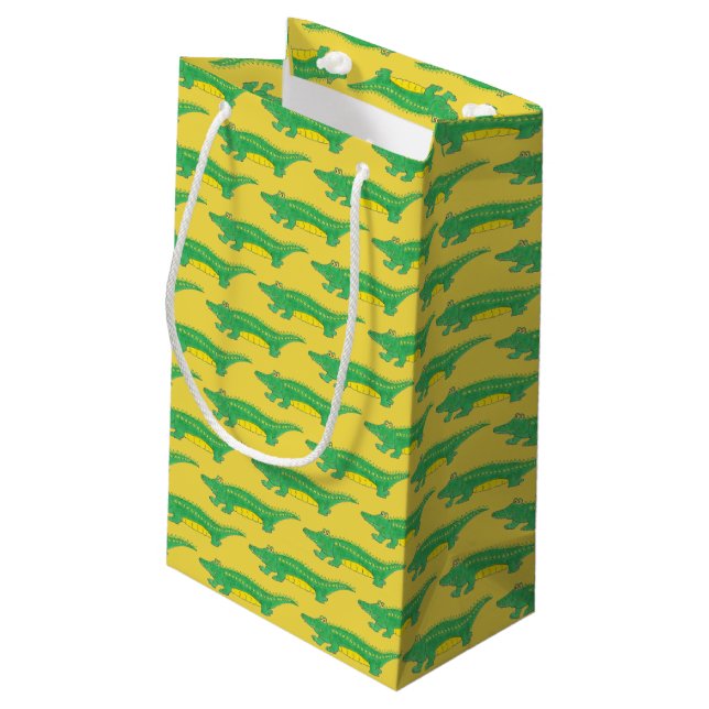 Yellow Green Alligator Crocodile Gator Croc Animal Small Gift Bag (Back Angled)