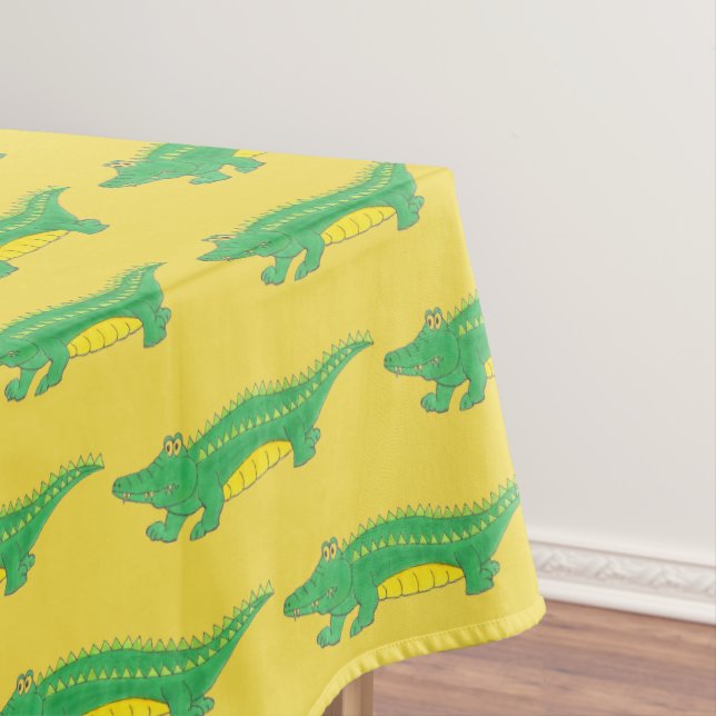 Yellow Green Alligator Crocodile Gator Croc Animal Tablecloth (In Situ)