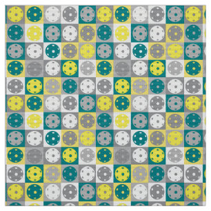 Yellow, green and grey pickleballs fabric