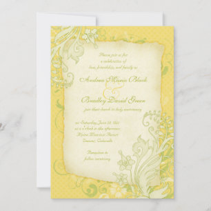 Yellow, Green and Ivory Floral Wedding Invitation