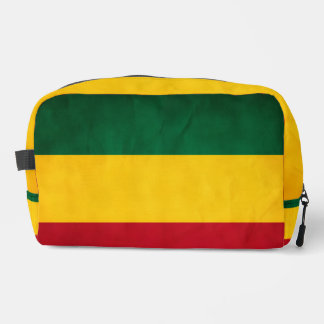 Yellow, green and red colors on toiletry bag