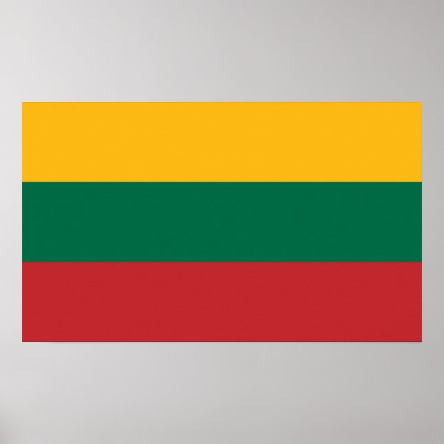 Yellow Green and Red Flag of Lithuania Poster (Front)