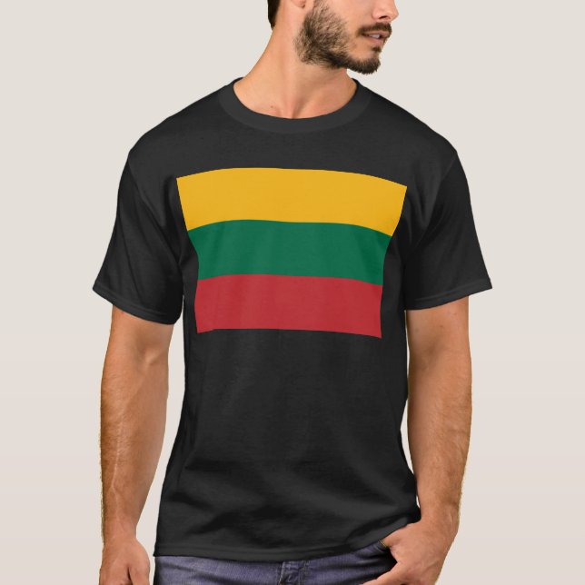 Yellow Green and Red Flag of Lithuania T-Shirt (Front)