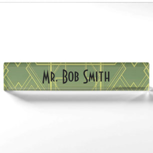 Yellow-Green Art Deco Name Plate