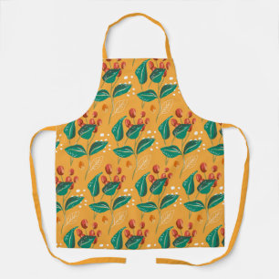 Yellow green berry and leaves botanical pattern apron