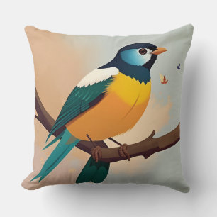 🐦 Yellow Green Bird Throw Pillow Nature Decor 🌿✨
