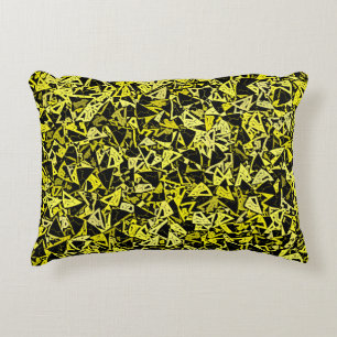 Yellow Green Black Triangle Seamless Pattern Accent Pillow