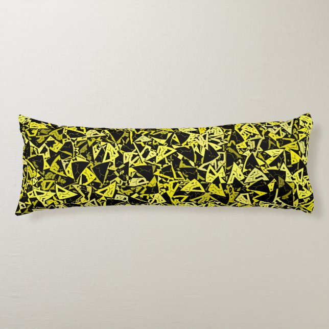 Yellow Green Black Triangle Seamless Pattern Body Pillow (Front)