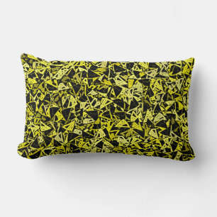 Yellow Green Black Triangle Seamless Pattern Lumbar Pillow