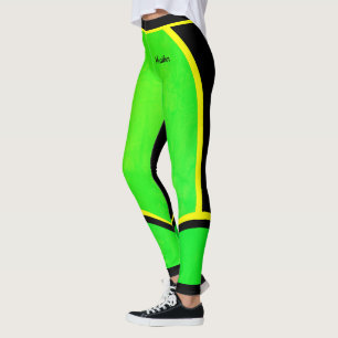 Yellow Green Black (your name) Leggings