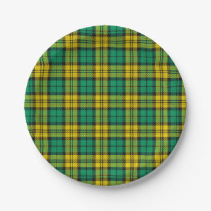 Yellow Green Blackwatch Campbell Tartan Plaid Paper Plate
