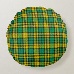 Yellow Green Blackwatch Campbell Tartan Plaid Round Pillow