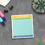 Yellow Green Blue A Note From the Mom of<br><div class="desc">Practical colorblock notepad for back to school with a note from mom of [your children's names] at the top and your name and phone number at the bottom in a combination of a retro script and a timeless sans serif font with colorblocks of yellow, apple green, turquoise, and deep blue...</div>