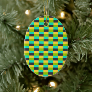 Yellow, Green, Blue, Black Color Combination Ceramic Ornament