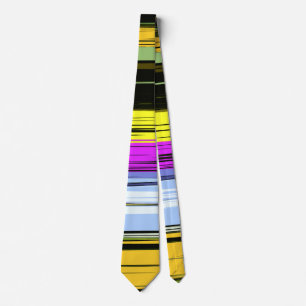 Yellow Green Blue Purple Black Vertical Stripes Tie