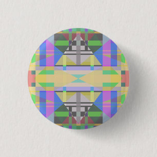 Yellow Green Blue Purple Geometric 1 Inch Round Button