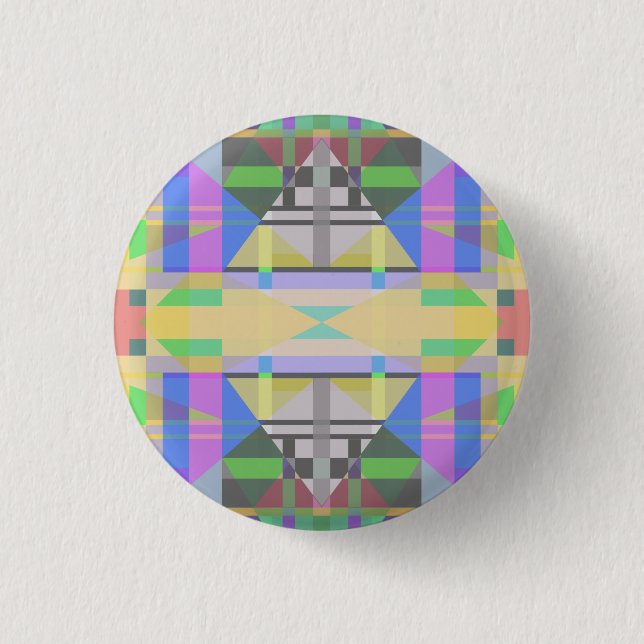 Yellow Green Blue Purple Geometric 1 Inch Round Button (Front)