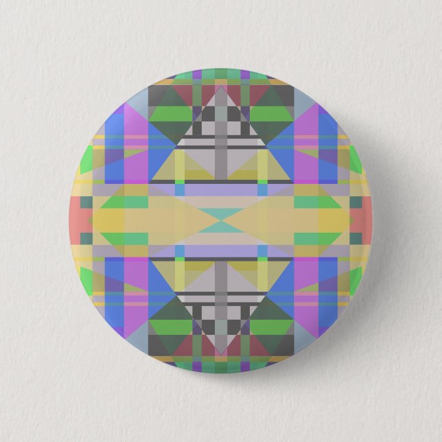 Yellow Green Blue Purple Geometric 2 Inch Round Button (Front)
