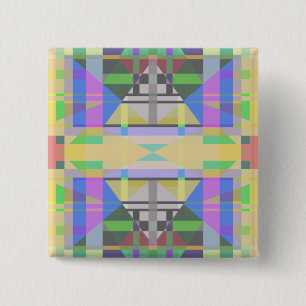 Yellow Green Blue Purple Geometric 2 Inch Square Button