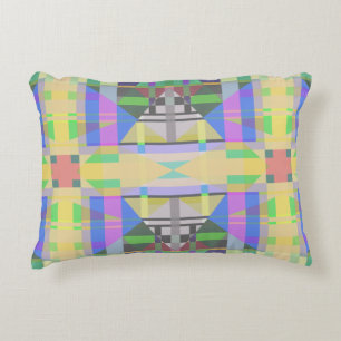 Yellow Green Blue Purple Geometric Accent Pillow