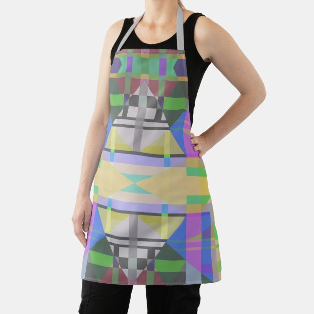 Yellow Green Blue Purple Geometric Apron (Insitu)