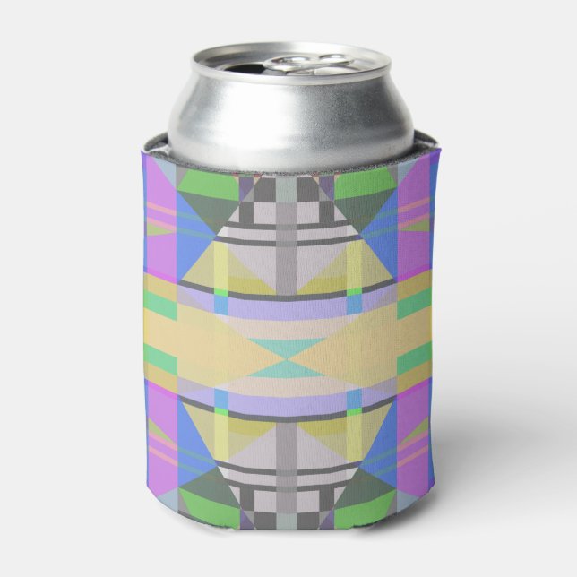 Yellow Green Blue Purple Geometric Can Cooler (Can Front)
