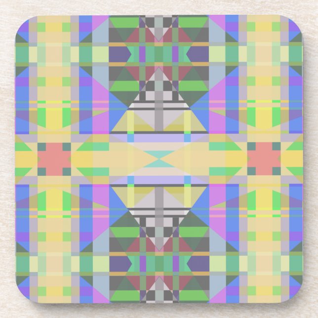 Yellow Green Blue Purple Geometric Coaster (Front)