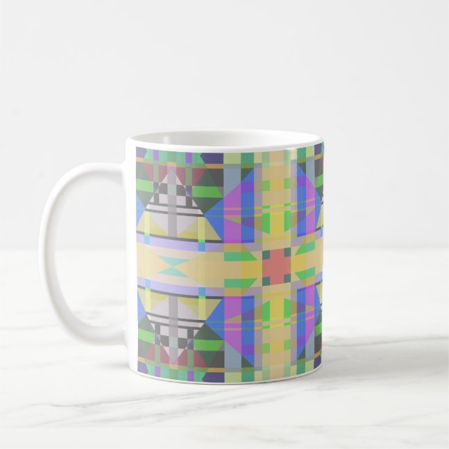 Yellow Green Blue Purple Geometric Coffee Mug (Left)