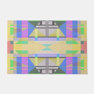 Yellow Green Blue Purple Geometric Doormat